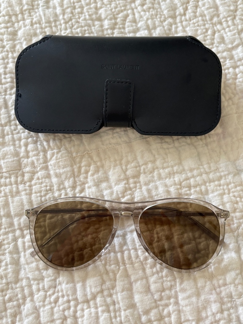 Saint Laurent Thin Acetate 56MM Pilot Sunglasses